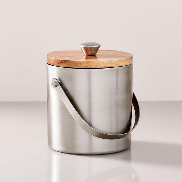 Nickel + Wood Ice Bucket