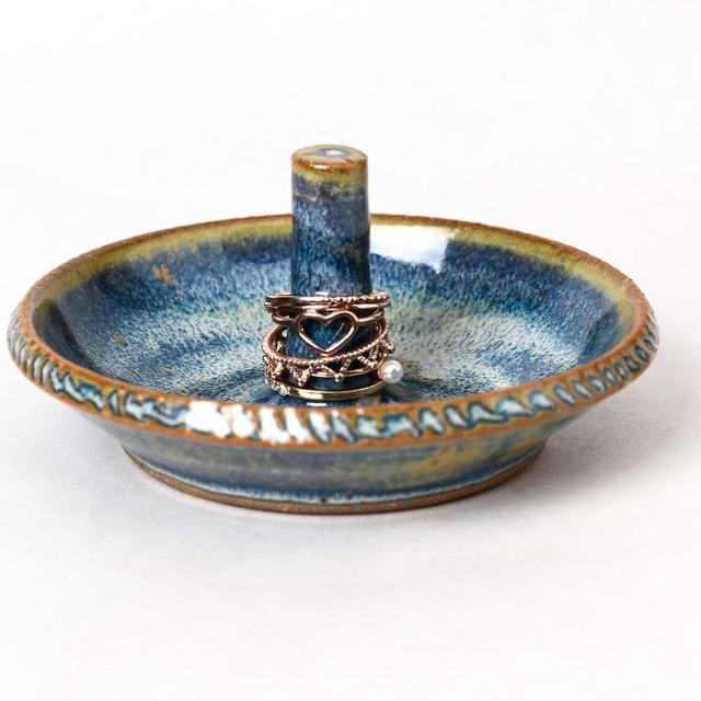 Ceramic Ring Holder in Blue, Ring Dish, Jewelry Holder, Ring Organizer, Handmade Pottery Dish, Jewelry Dish, Earring Dish: #8