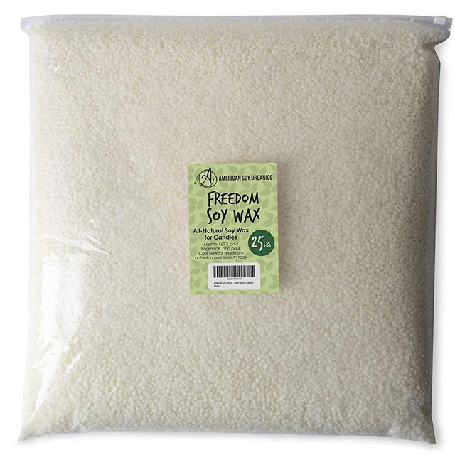 American Soy Organics- 25 lb of Freedom Soy Wax Beads for Candle Making – Microwavable Soy Wax Beads – Premium Soy Candle Making Supplies