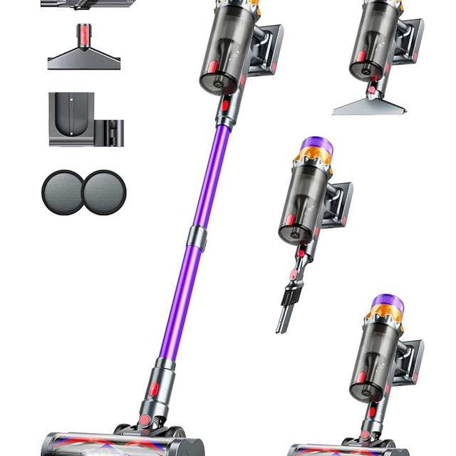Cordless Vacuum Cleaner, 500W 50KPA 60Mins Vacuum Cleaners for Home, Self-Standing Stick Vacuums with LED Display, Anti-Tangle, Lightweight, Rechargeable Wireless Vacumm for Pet Hair Carpet Floor