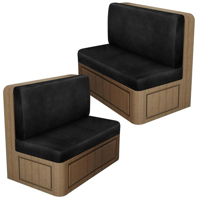 Leather Look RV Dinette Cushion Covers, Stretch Camper Cushion Slipcovers for Travel Trailer Couch RV Booth Seat, Replacement Camper Sofa Chair Protector (2 Backrest Cover & 2 Bench Cover,Black)