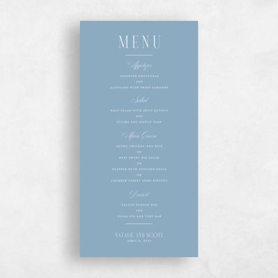 Dusty Blue Wedding Menu - Agate