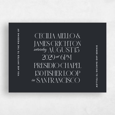 Black Wedding Invitation - Milan Landscape