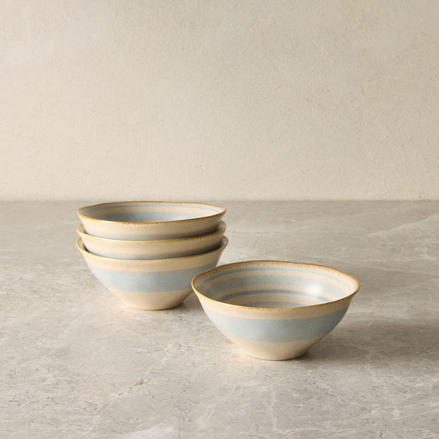 Cabana Dip Bowl, Stoneware, Stripe, Set of 4