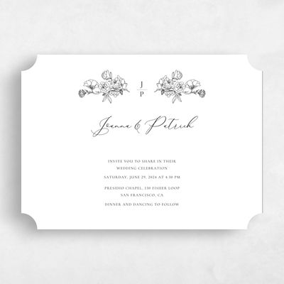 White Ticket Wedding Invitation - Abelli Landscape