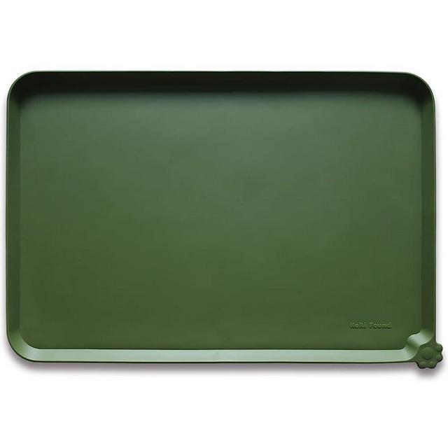 Hoki Found Silicone Pet Food Mats Tray -High-Lips Pet Dog Cat Bowl Mats Placemat - Dog Pet Cat Feeding Mat - Waterproof Dog Cat Food Mats -Pet Water Mats for Carpet - Dark Olive