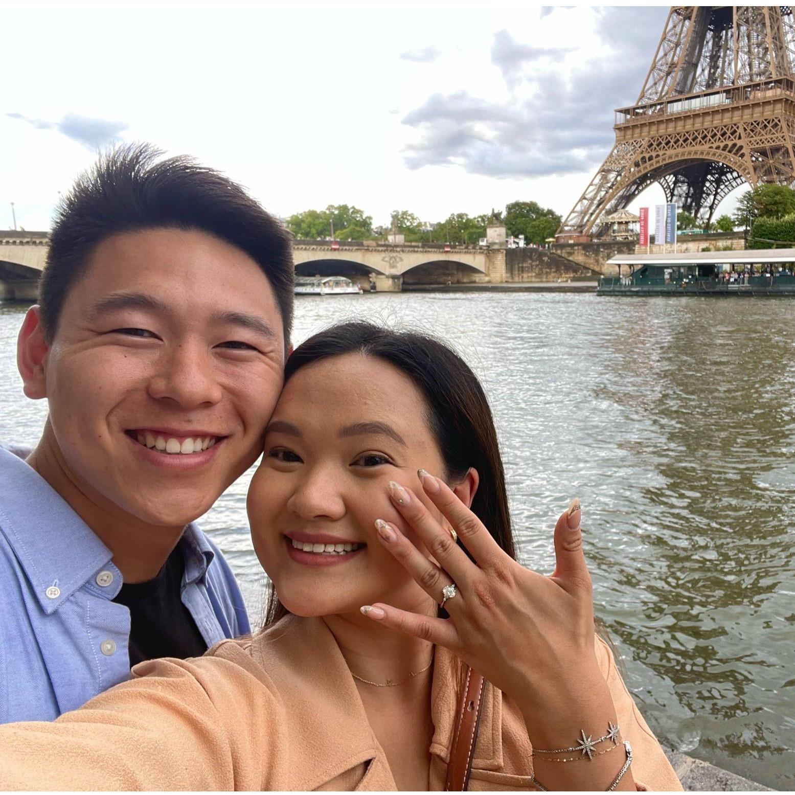 Moments after Allen proposed! We're on Cloud 9!