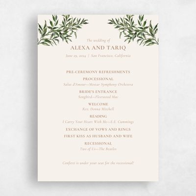 Linen, Beige Wedding Program - Keely
