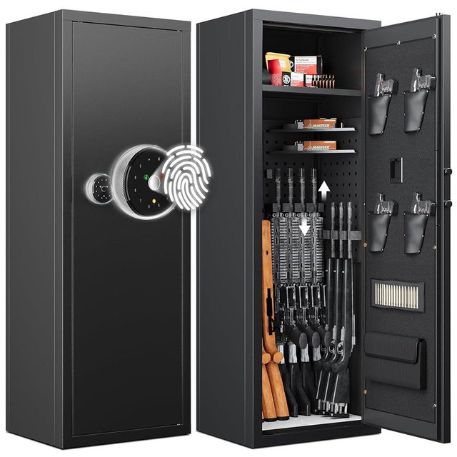 KAER 12-15 Gun Safe, Biometric Gun Safes, Rifle safe, Gun Safe for Rifles and Pistols, Gun Cabinet for Home & Hunting with Gun Racks and Removable Shelves, Suitable for AR15