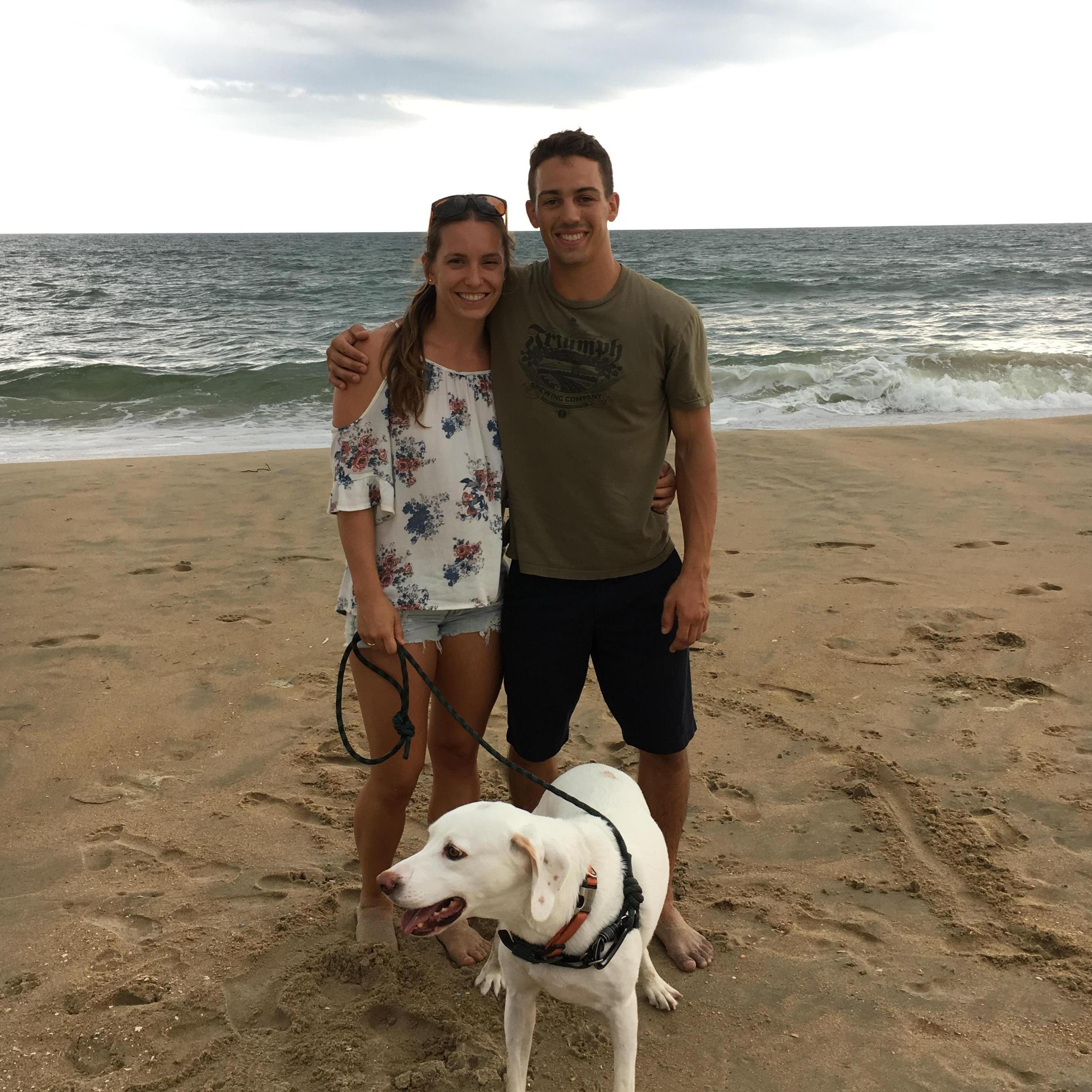 Sara, Clay, and Seaver in Sandbridge for the 2018 Pig Pickin'