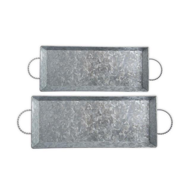 Bee & Willow™ Home 2-Piece Galvanized Metal Serving Tray Set in Silver