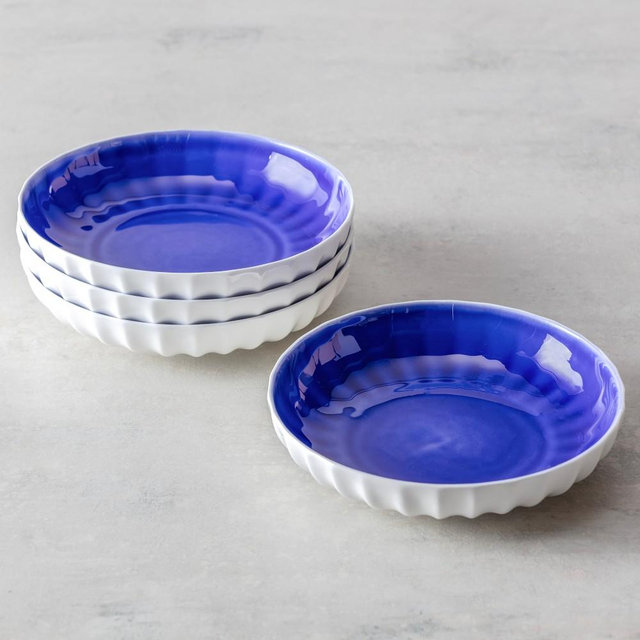 Fortessa Blyss Low Dinner Bowls, Set of 4, Cobalt