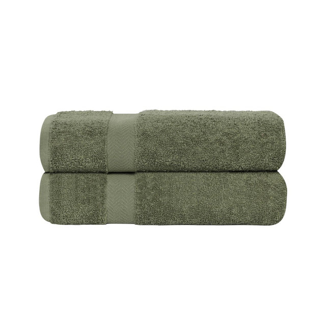 Quick-Drying Cotton Bath Sheets, Set of 2, Forest Green - Blue Nile Mills