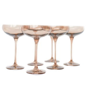 Estelle Colored Champagne Coupe Stemware - Set of 6 {Mocha Mousse (Our Amber Smoke)}