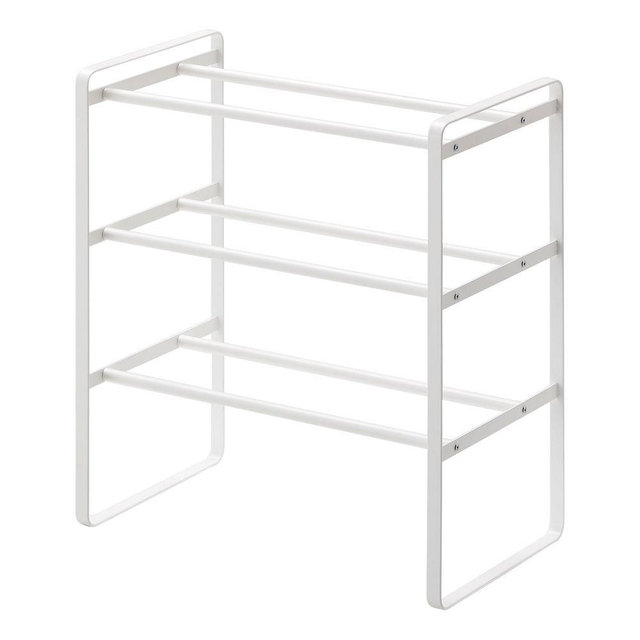 Three Tier Expandable Shoe Rack, White