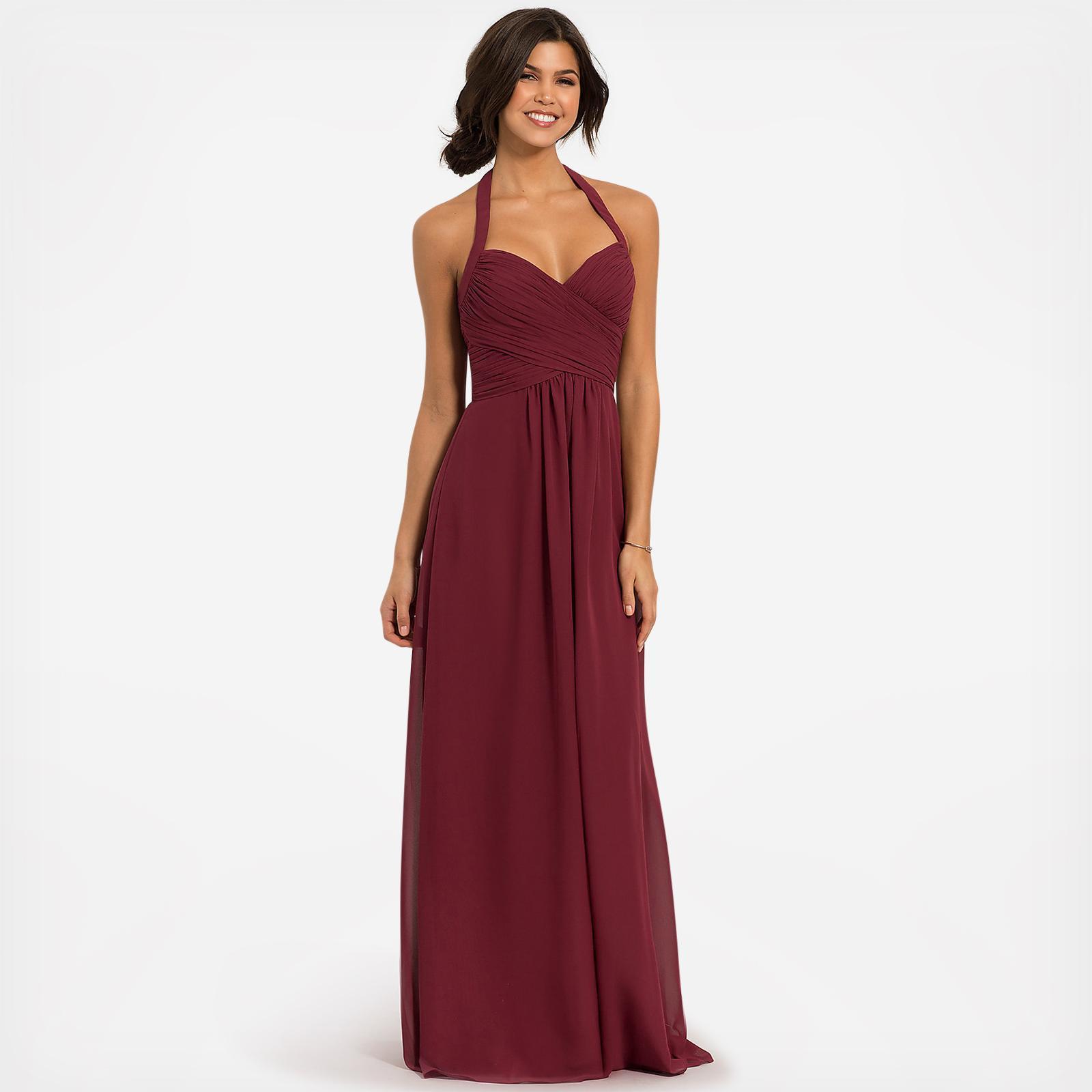 chiffon halter bridesmaid dress