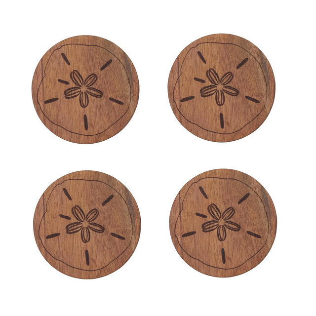 C&F Home Sand Dollar Wood Coasters Set of 4