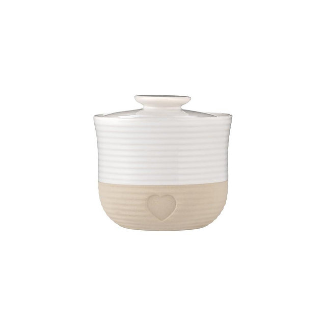 Mason Cash Rustic Charm Storage Jar 700ml Stoneware with Airtight Lid French Provincial Design with Heart Motif Ideal for Tea Coffee Sugar Rice
