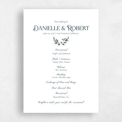 White Wedding Program - Melcher