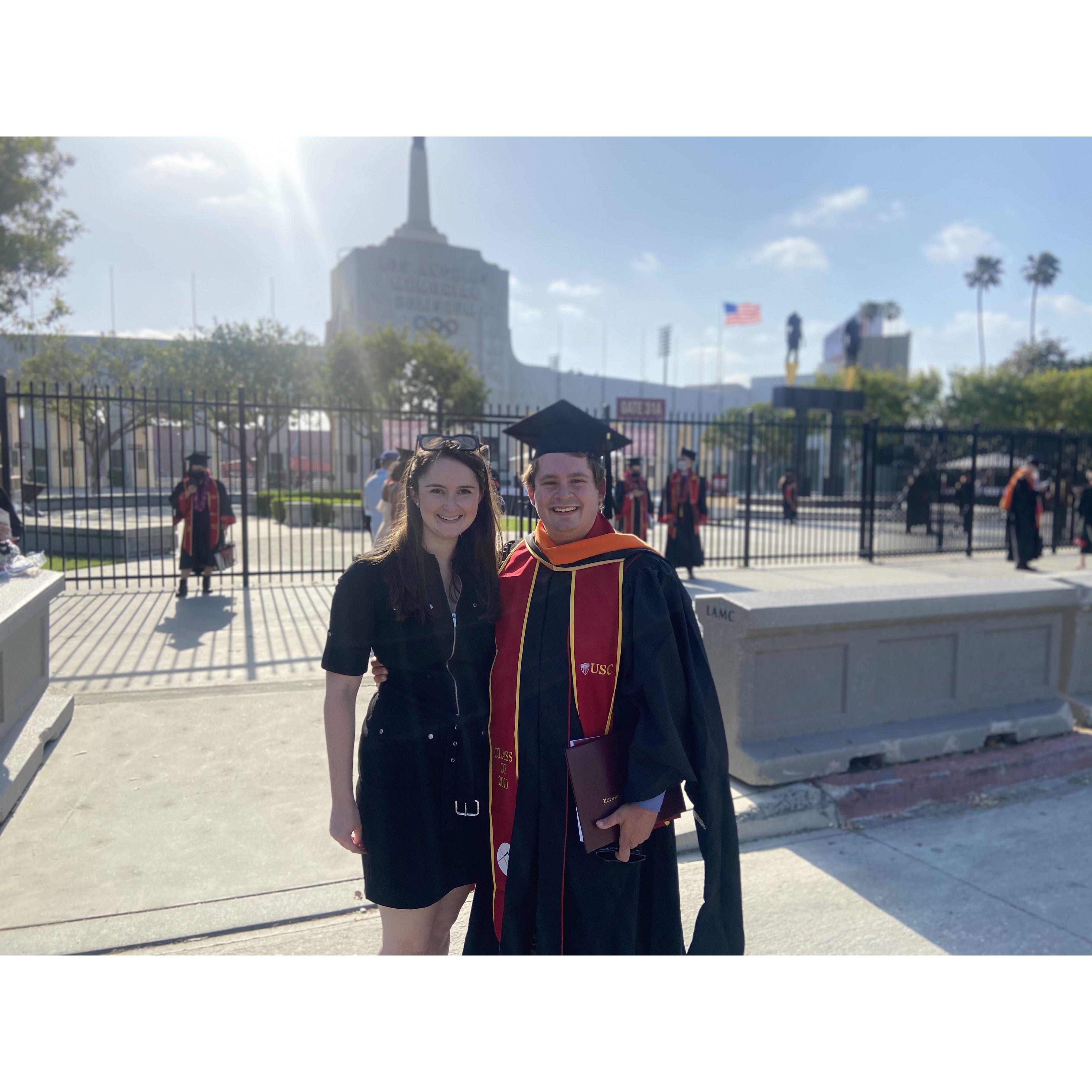 2021 - Sean's belated USC grad school graduation at the Coliseum