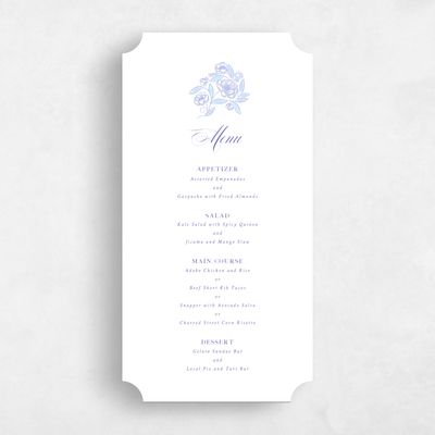 Blue Ticket Wedding Menu - Beatrice