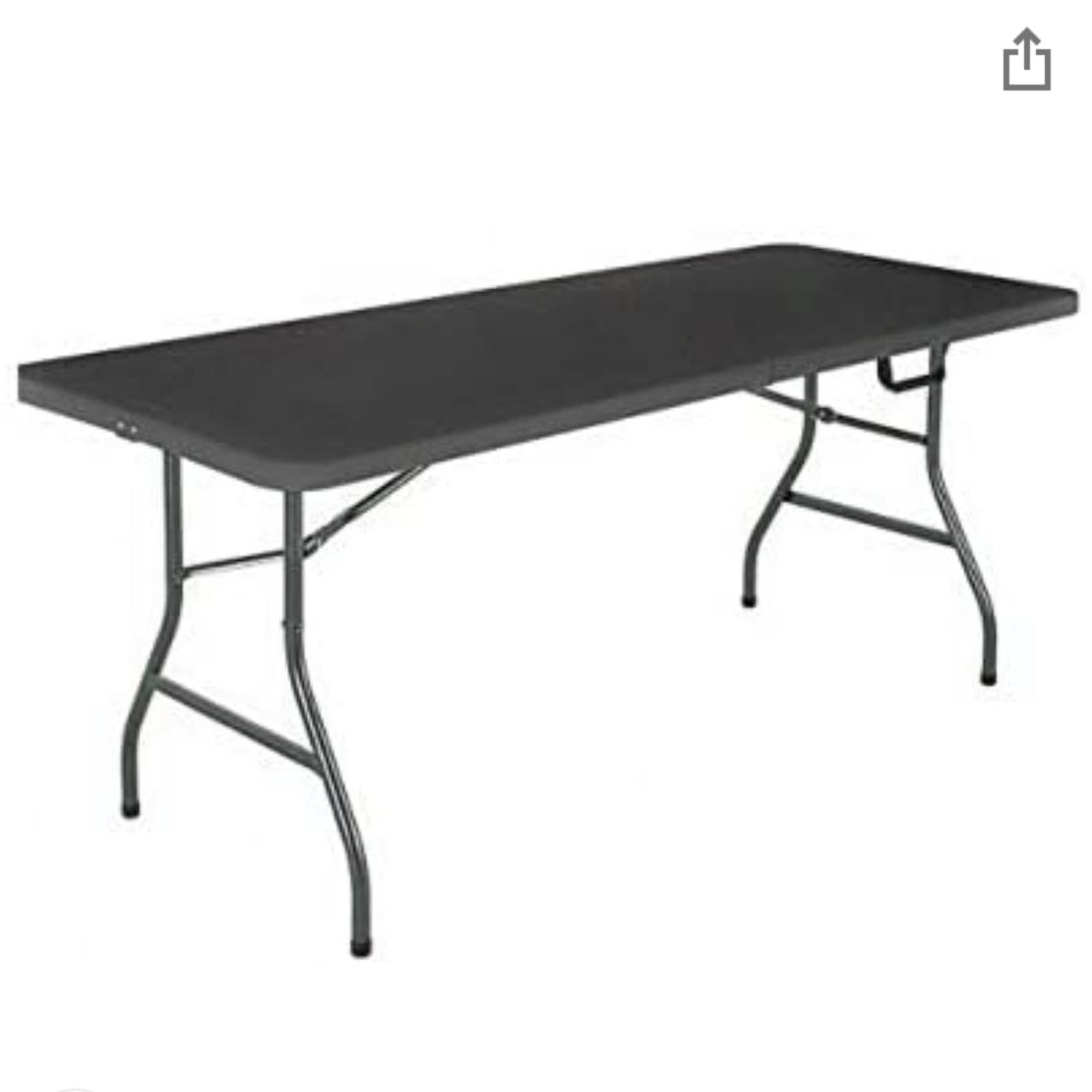 Mainstay 6' Centerfold Folding Table, White or Black (Black)