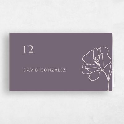 Dark Mauve, Purple Wedding Place Card - Emeline