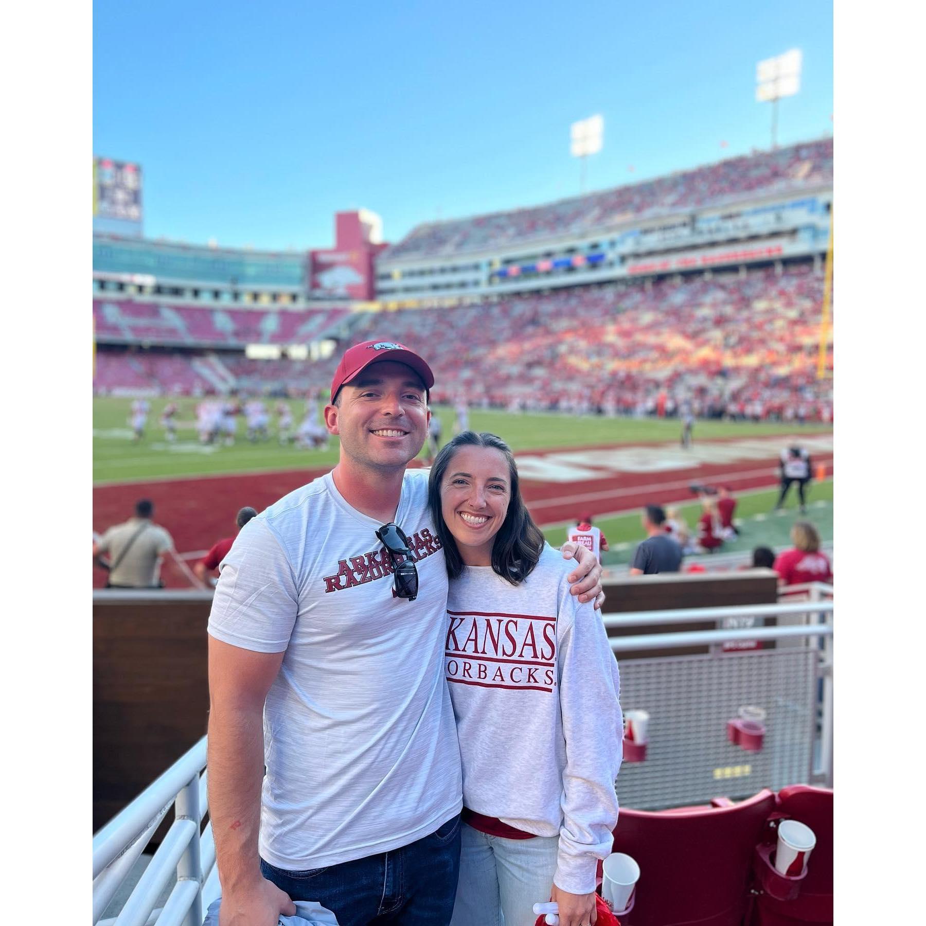 Our first University of Arkansas college football game after moving to Little Rock! 🏈