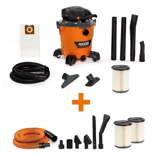 12 Gal. 6.0-Peak HP NXT Wet/Dry Shop Vacuum with Detachable Blower, Two Additional Filters and Premium Car Cleaning Kit