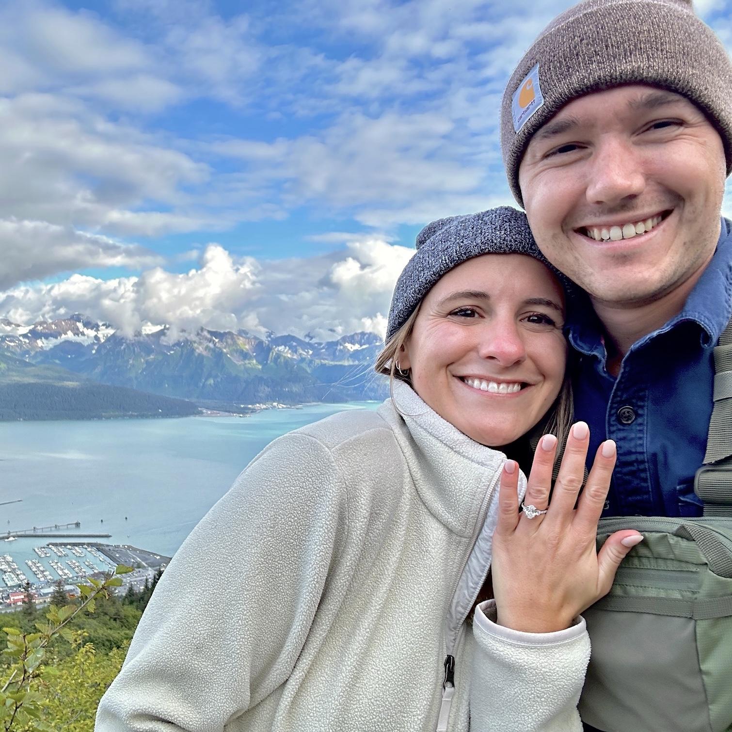 After the proposal, we enjoyed the views from the top of Mt. Marathon, celebrated with a beer and sandwich and then hiked back down to the bottom.