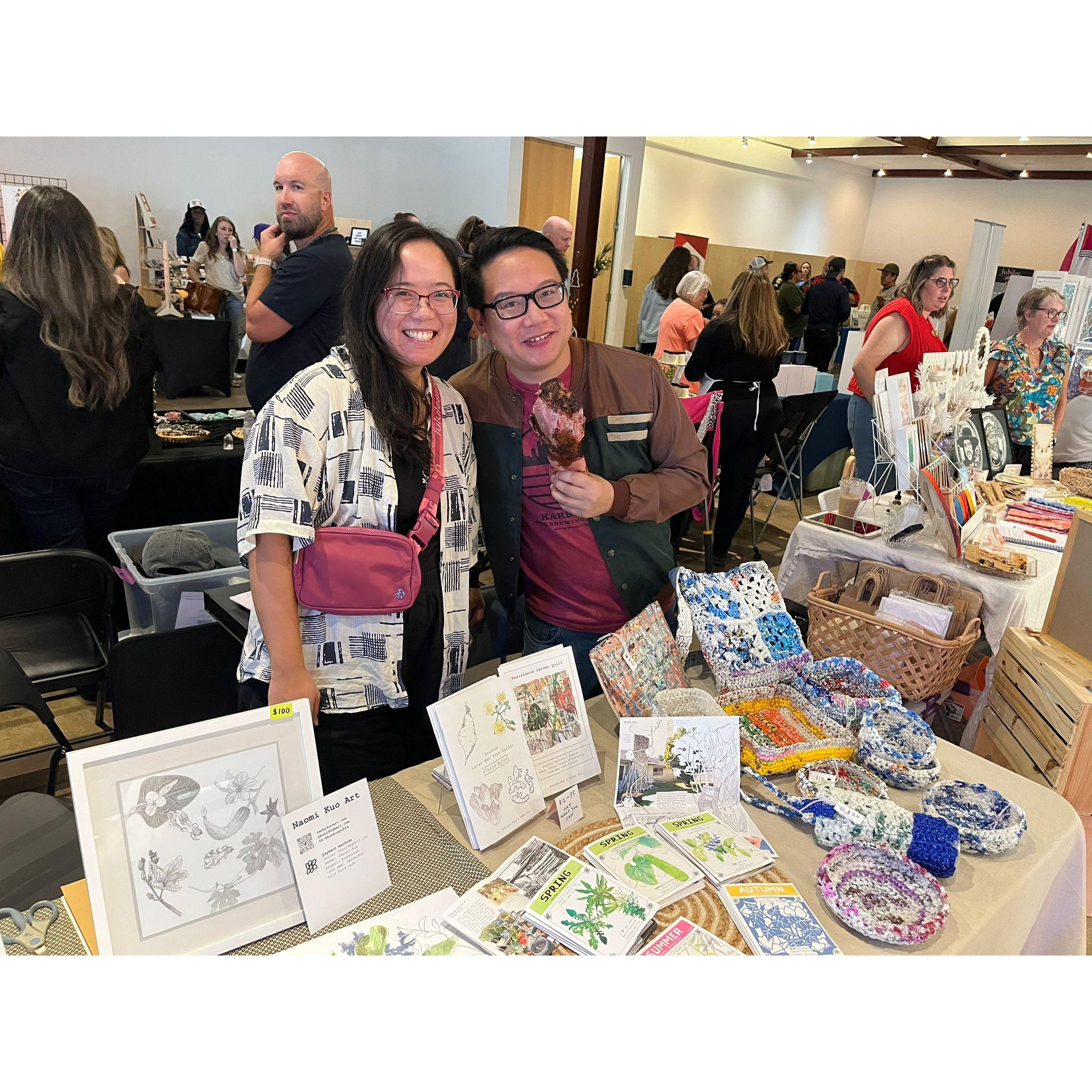 Jonah the art assistant at Ecclesia Church's artist market