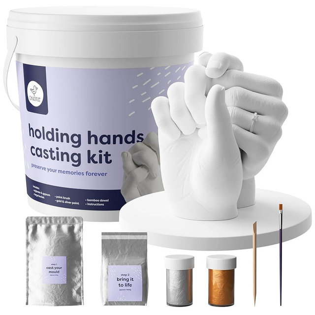 chuckle - Holding Hand Casting Kit Couples Hand Mold Kit with Sculpture Base & Paints, Couples Gifts for Him and Gifts for Her, Valentines Gift for Wife Husband Girlfriend Boyfriend