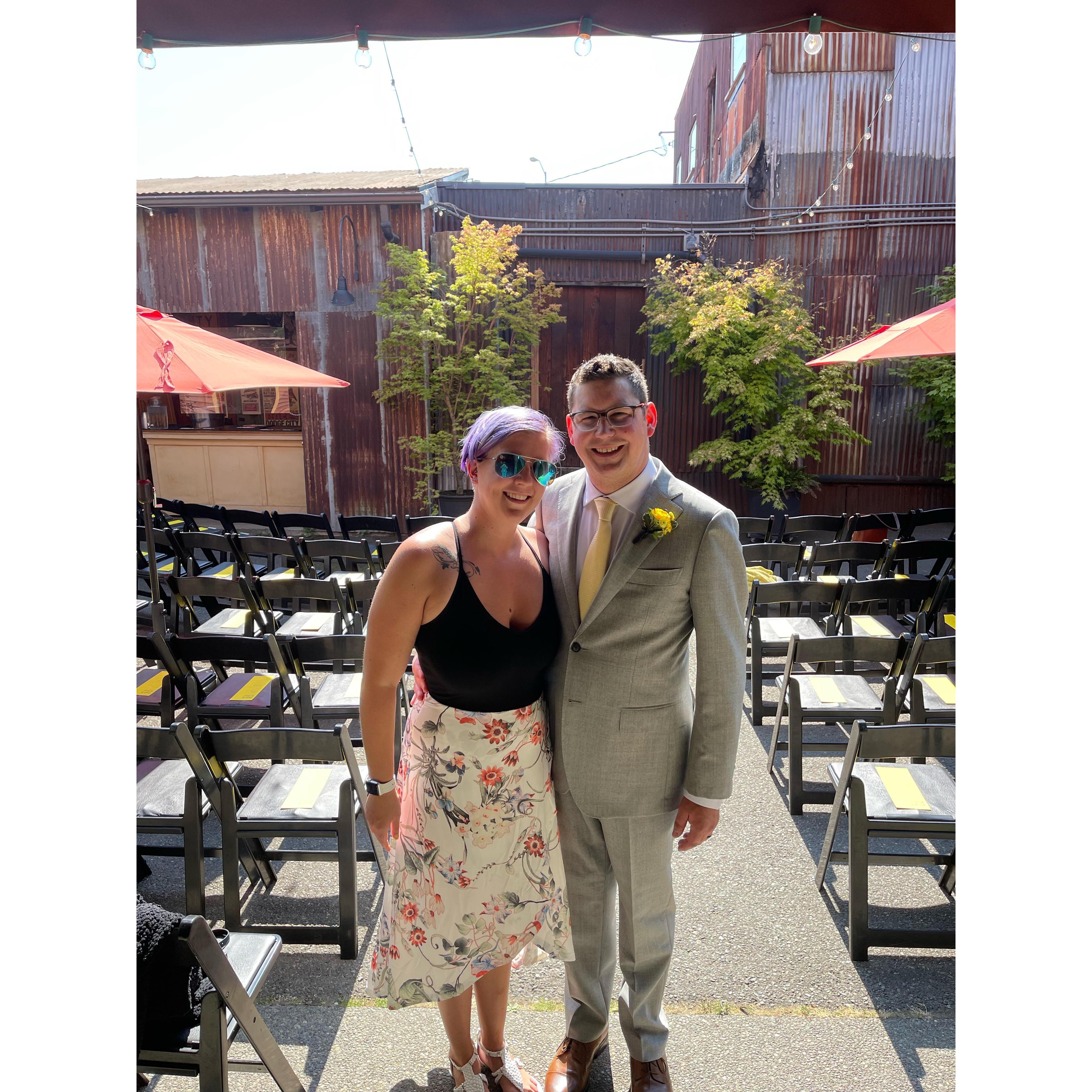 Enjoying our time at our good friends wedding that Mark was a groomsman in