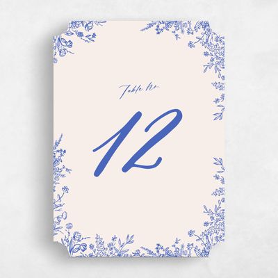 Blue Ticket Wedding Table Number - Josette