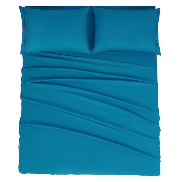 Mejoroom Queen Size Sheet Set - Hotel Luxury 1800 Bedding Sheets & Pillowcases - Deep Pocket Fitted Sheet, Hypoallergenic, Wrinkle& Breathable, Fade Resistant - 4 Piece (Queen,Peacock Blue)