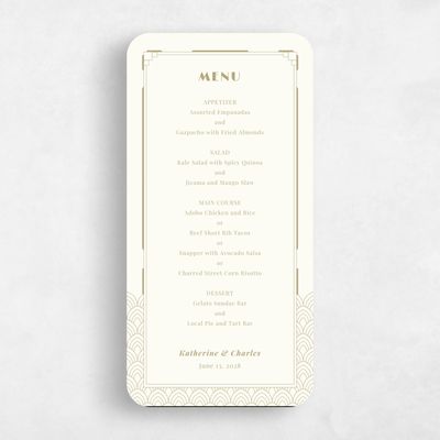 Beige Rounded Wedding Menu - Baker