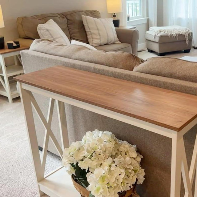 MAISON ARTS Console Sofa Table with Storage Shelf Modern Entry Table for Entryway Living Room, Hallway, Foyer, Corridor, Office, Wood Look Accent Furniture, Easy Assembly, Ivory