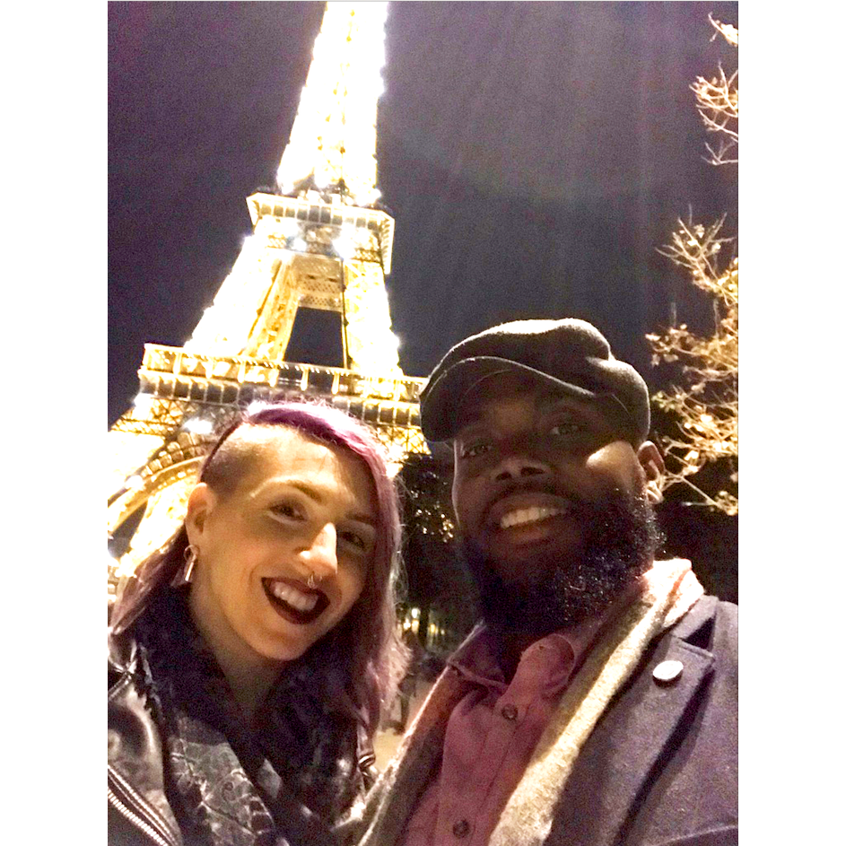 Eiffel tower at night on our trip to Paris!