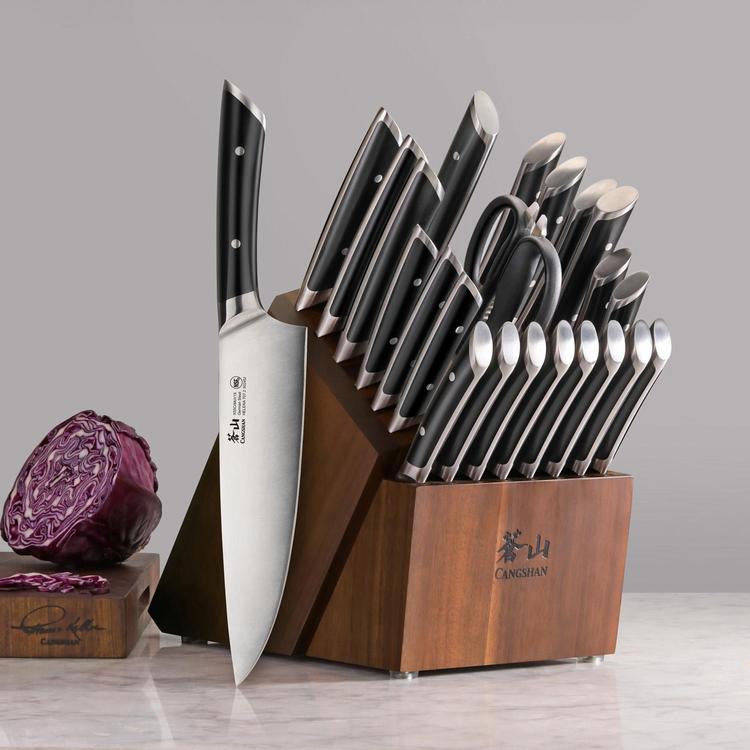  Knife set, 23 Pcs Kitchen Knife Set with Block and