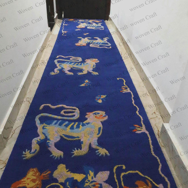 tiger bluer runner Hand Made Tufted 100% Fine wool Trending carpets and rugs for Living Room and for kids room / Modern Persian Rug .