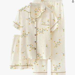 3pcs Cotton Pajamas Set (Size Medium)