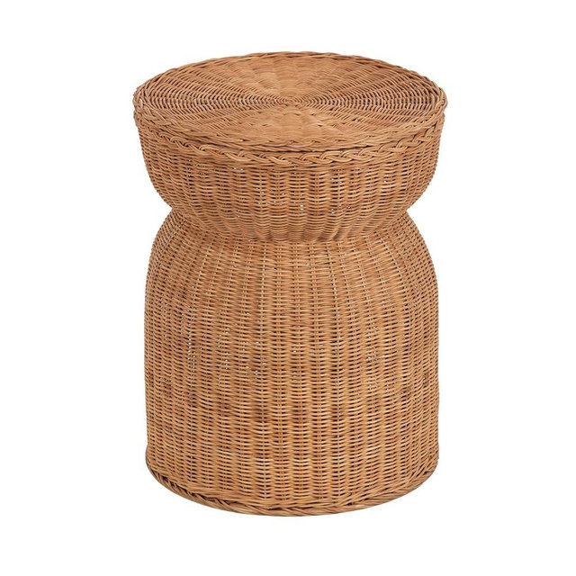 Kate and Laurel Thatch Modern Woven Rattan Round Storage Side Table, 17 x 17 x 21, Natural Rattan, Lift-Top End Table for Use as Hidden Storage Basket, Nursery Toy Storage, or Small Laundry Hamper