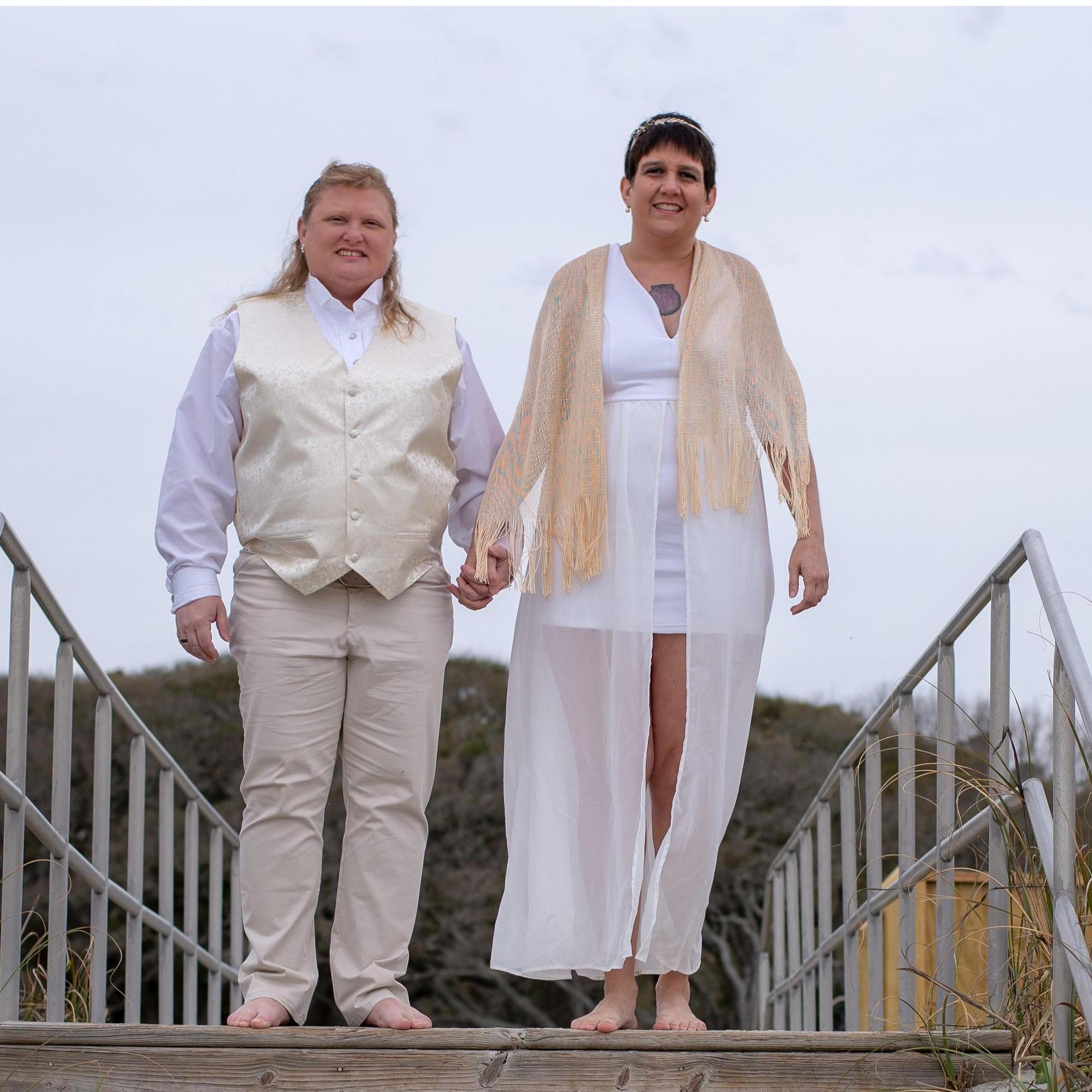This was taken as we walked across the boardwalk to the beach to start the ceremony.