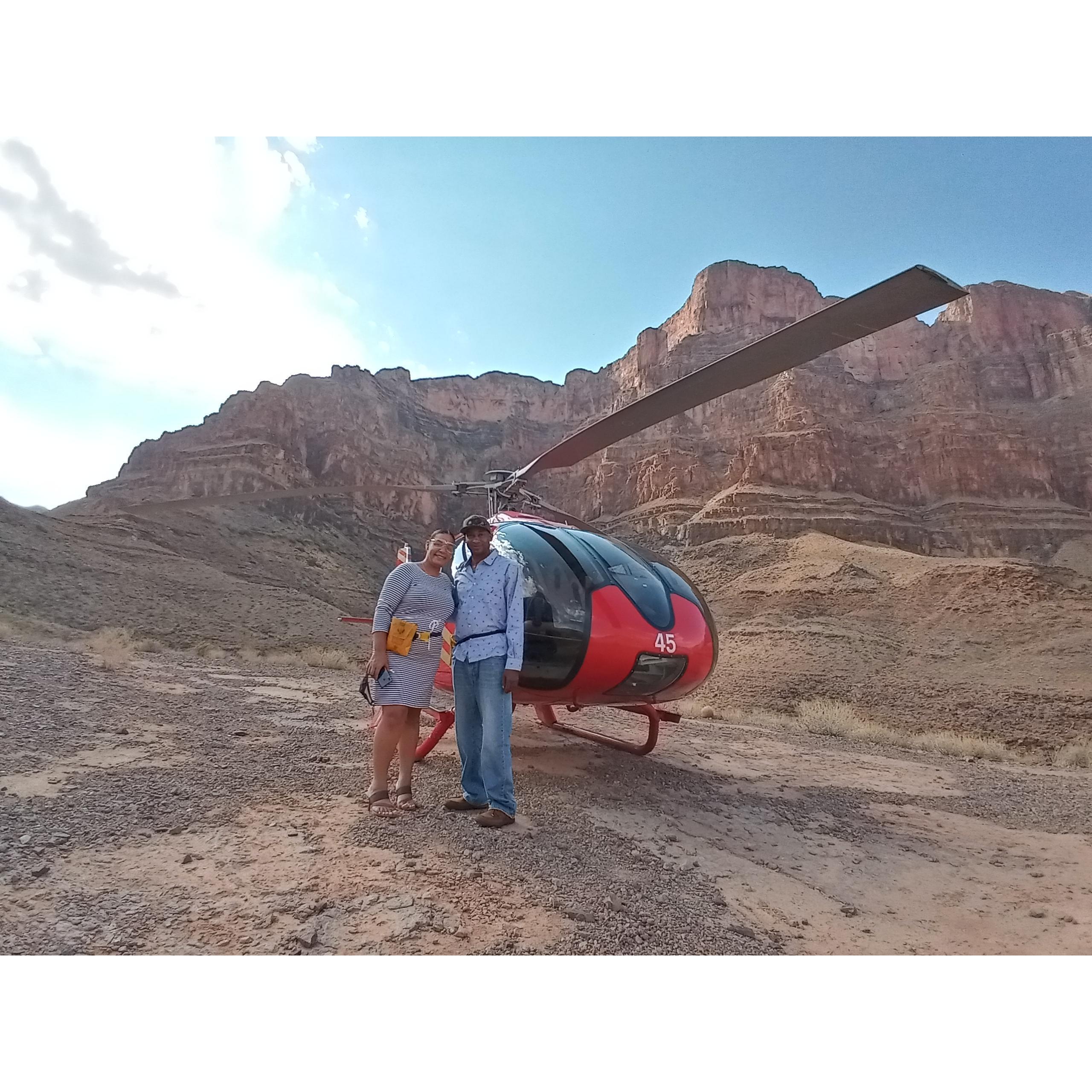 Andra loves to take me to new heights. Our helicopter ride to The South Rim of the Grand Canyon was an amazing experience.