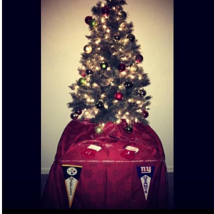 Our First Christmas Tree #Steelers # Giants