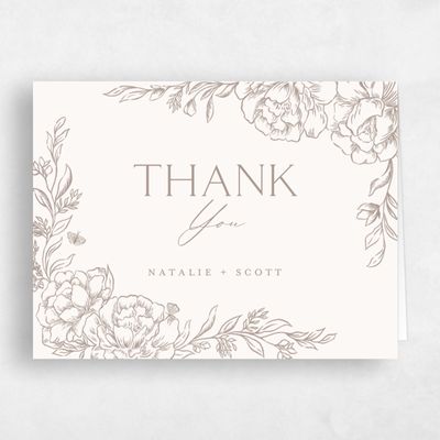 Rich Taupe, Beige Wedding Thank You - Armoise Landscape