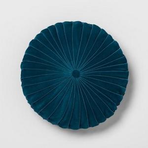Teal Pleated Velvet Round Throw Pillow - Opalhouse™