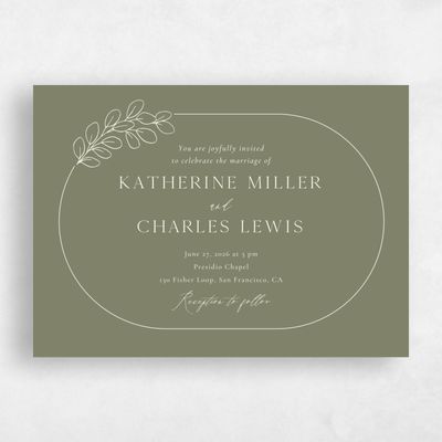 Khaki Green Wedding Invitation - Groveland Landscape