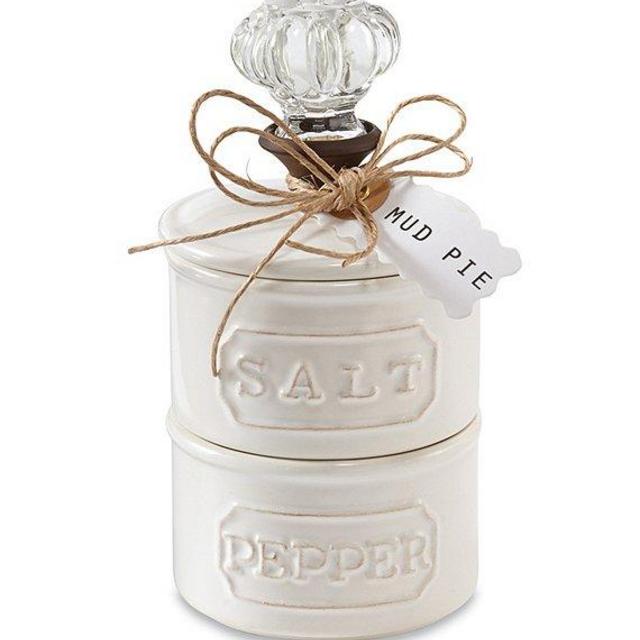 Mud PieFarmhouse Circa Vintage Doorknob Stacked Salt & Pepper Cellar Set