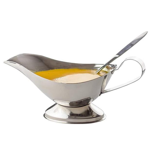 16 oz Gravy Boat with Ladle, Stainless Steel Gravey Pourer Dish Salad Dressing Server